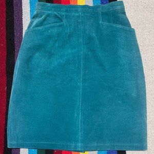 Vintage 80s Teal Suede Pencil Skirt